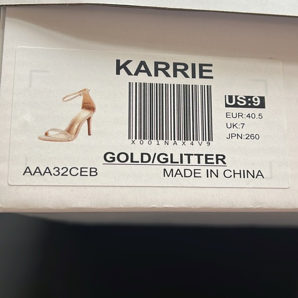 Gold 3 inch strappy heels. - Picture 5 of 5